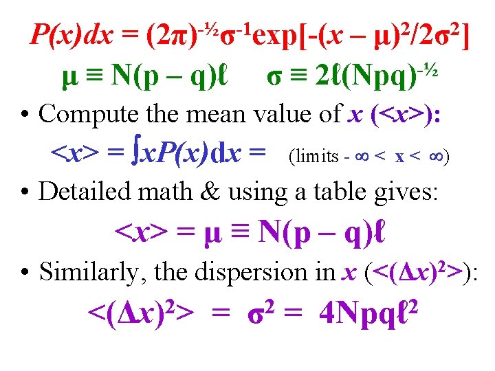 Probability Distributions For Large N Continuous Distributions Gaussian