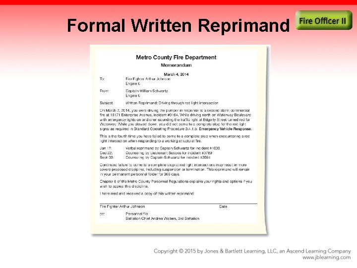 Formal Written Reprimand 