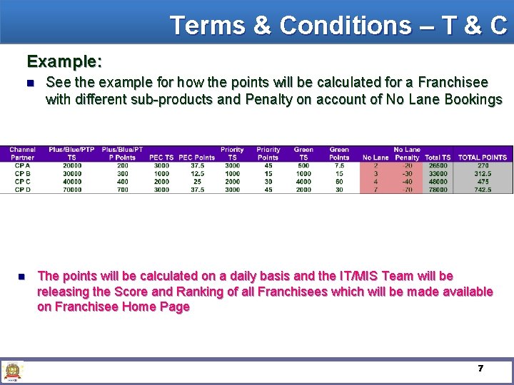 Terms & Conditions – T & C Example: n n See the example for