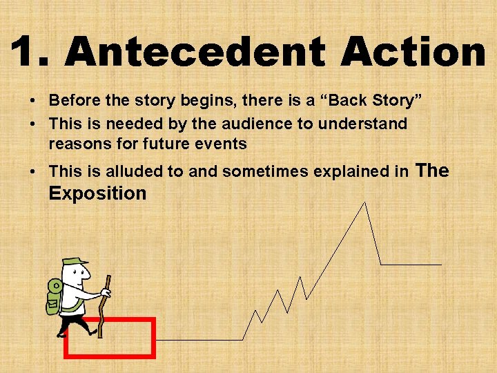 1. Antecedent Action • Before the story begins, there is a “Back Story” •