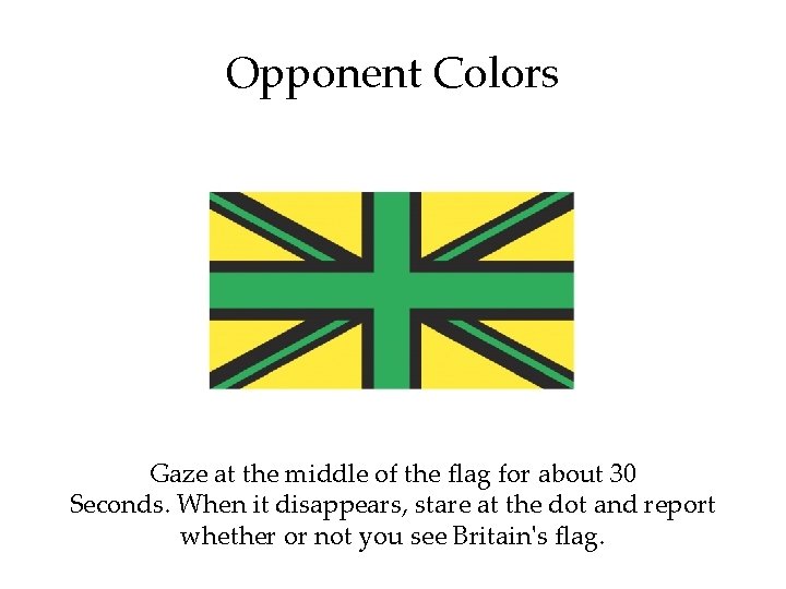 Opponent Colors Gaze at the middle of the flag for about 30 Seconds. When