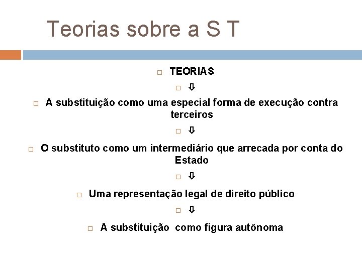 Teorias sobre a S T TEORIAS A substituição como uma especial forma de execução