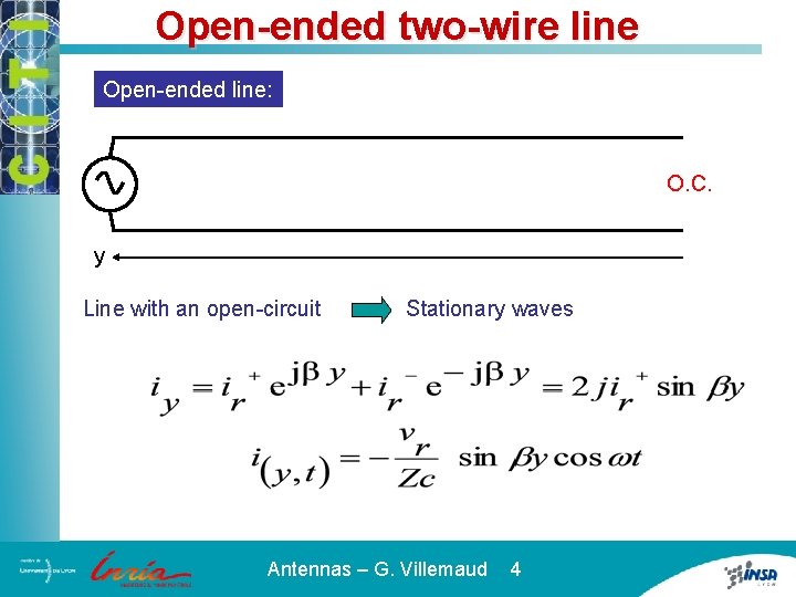 Open-ended two-wire line Open-ended line: O. C. y Line with an open-circuit Stationary waves