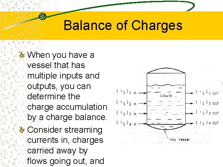 Balance of Charges When you have a vessel that has multiple inputs and outputs,