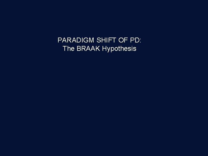 PARADIGM SHIFT OF PD: The BRAAK Hypothesis 