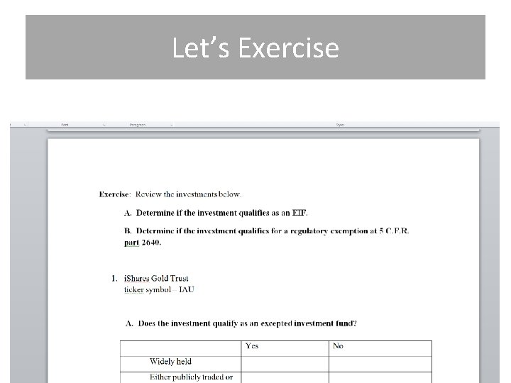 EXCEPTED INVESTMENT FUND V EXEMPTIONS FOR MUTUAL FUNDS