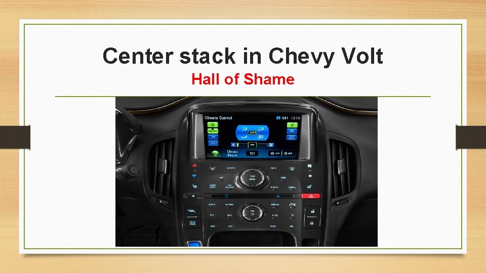 Center stack in Chevy Volt Hall of Shame 