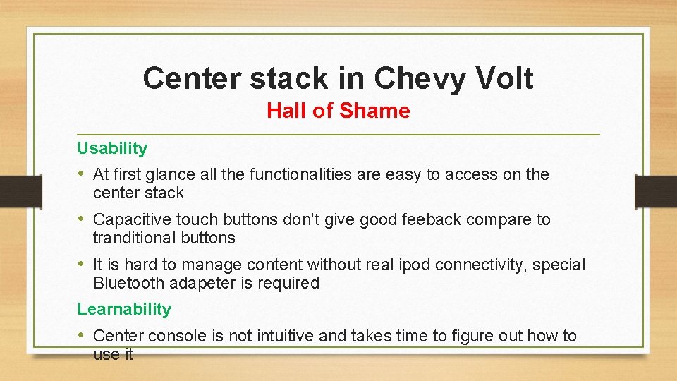 Center stack in Chevy Volt Hall of Shame Usability • At first glance all
