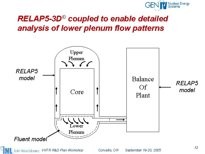 RELAP 5 -3 D© coupled to enable detailed analysis of lower plenum flow patterns