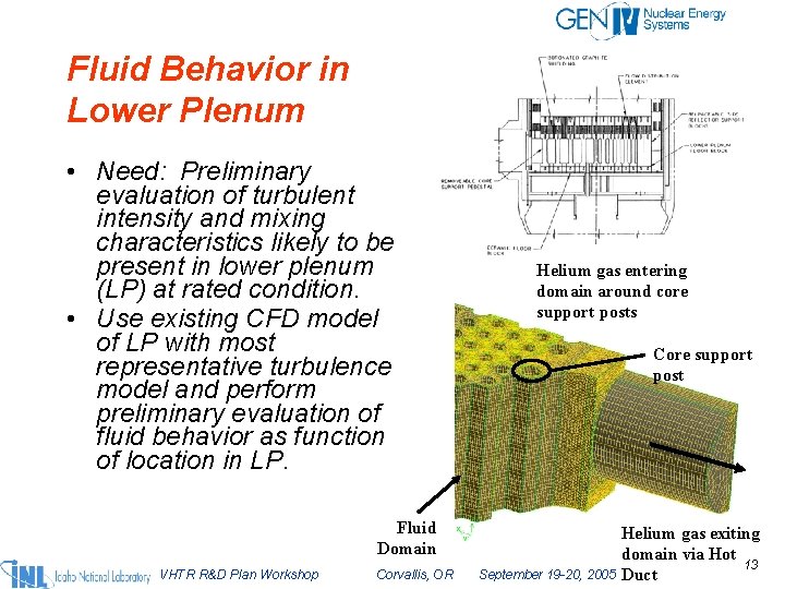 Fluid Behavior in Lower Plenum • Need: Preliminary evaluation of turbulent intensity and mixing
