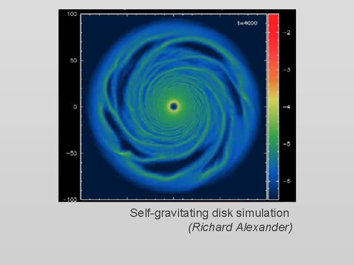 Self-gravitating disk simulation (Richard Alexander) 