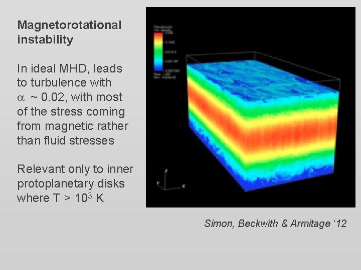 Magnetorotational instability In ideal MHD, leads to turbulence with a ~ 0. 02, with