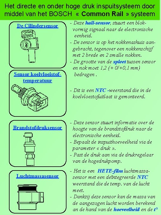Het directe en onder hoge druk inspuitsysteem door middel van het BOSCH « Common