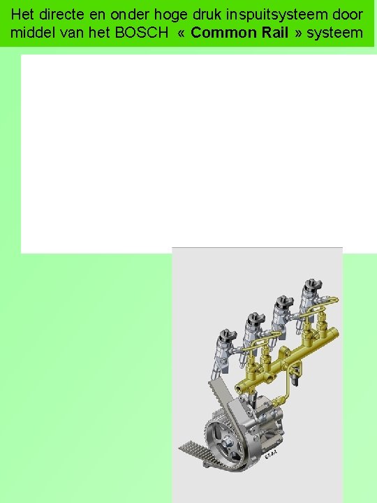 Het directe en onder hoge druk inspuitsysteem door middel van het BOSCH « Common