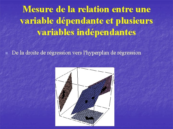 Mesure de la relation entre une variable dépendante et plusieurs variables indépendantes n De