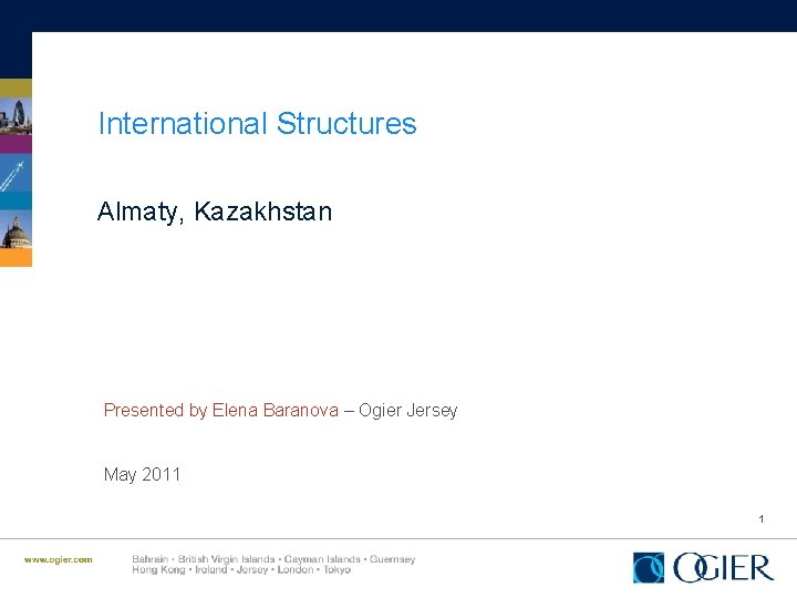 International Structures Almaty, Kazakhstan Presented by Elena Baranova – Ogier Jersey May 2011 1