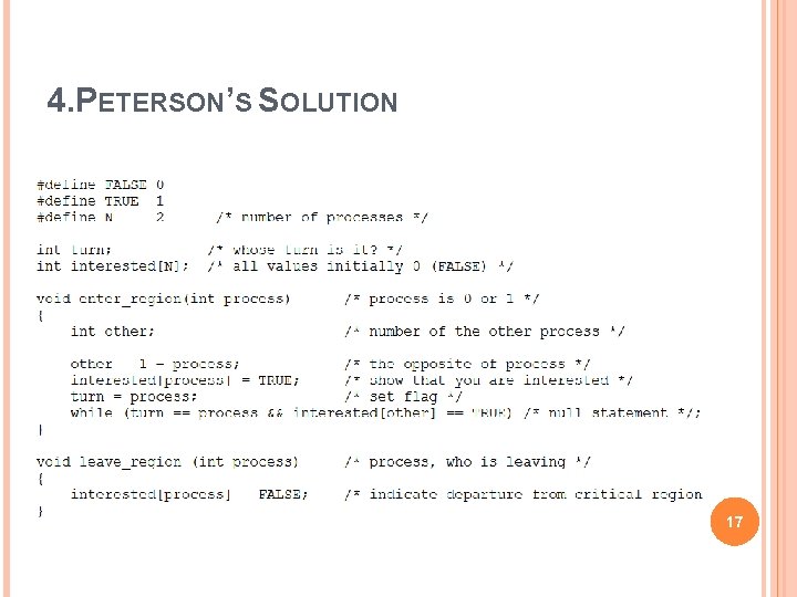 4. PETERSON’S SOLUTION 17 