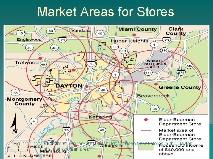 Market Areas for Stores Fig. 12 -1 -1: Market areas, ranges, and thresholds for