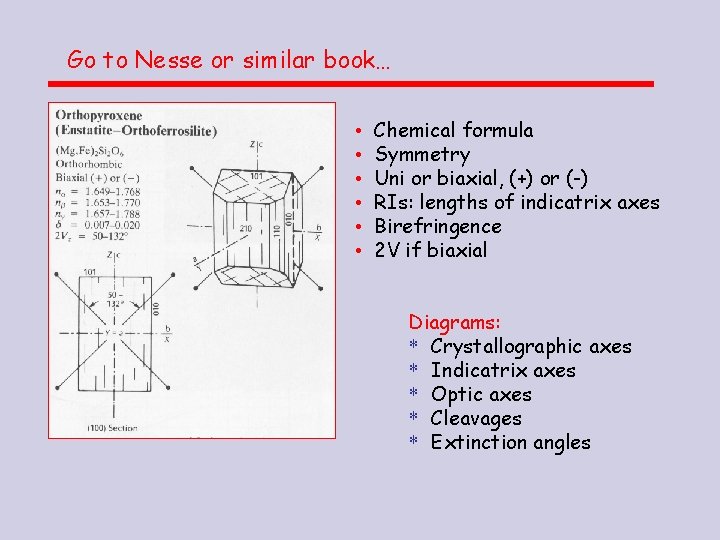 Go to Nesse or similar book… • • • Chemical formula Symmetry Uni or
