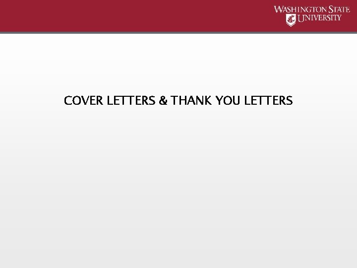 COVER LETTERS & THANK YOU LETTERS 
