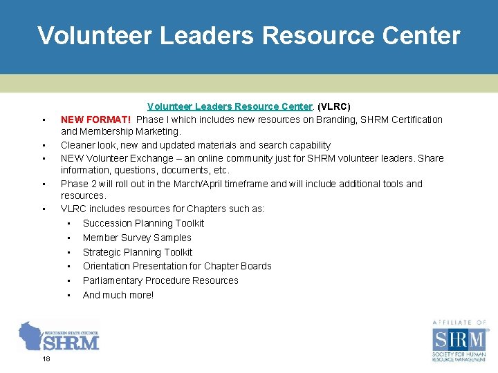 Volunteer Leaders Resource Center • • • 18 Volunteer Leaders Resource Center. (VLRC) NEW