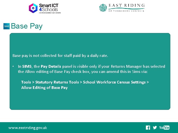 Base Pay Base pay is not collected for staff paid by a daily rate.