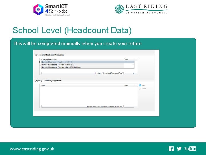 School Level (Headcount Data) This will be completed manually when you create your return