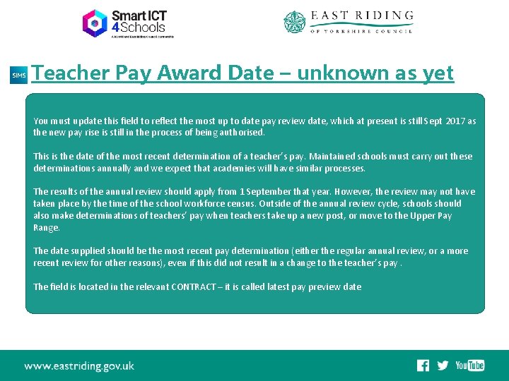 Teacher Pay Award Date – unknown as yet You must update this field to