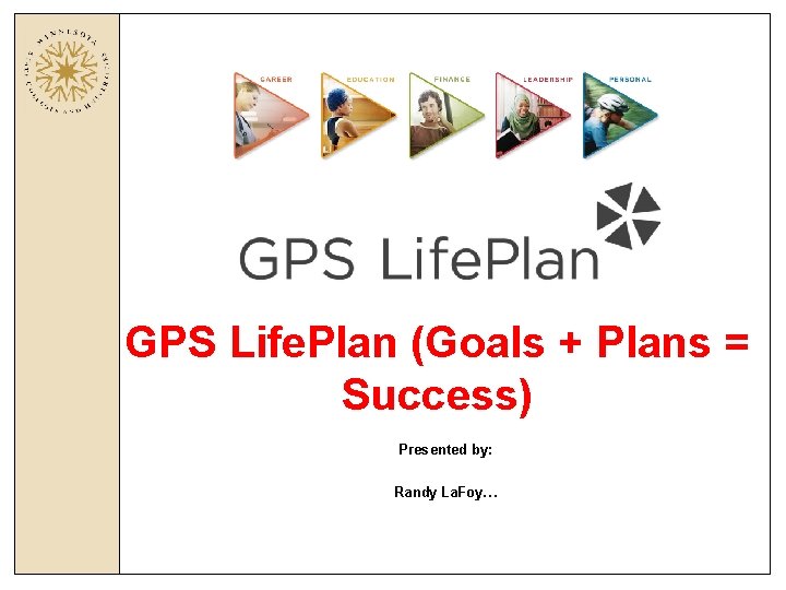 GPS Life. Plan (Goals + Plans = Success) Presented by: Randy La. Foy… 