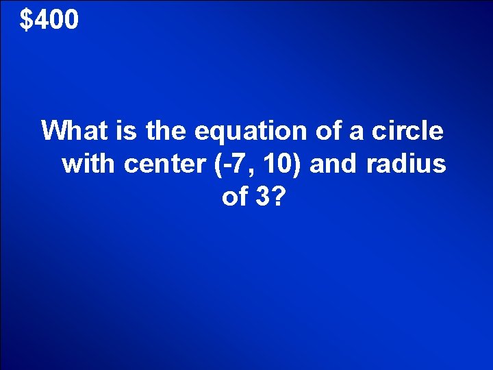 © Mark E. Damon - All Rights Reserved $400 What is the equation of