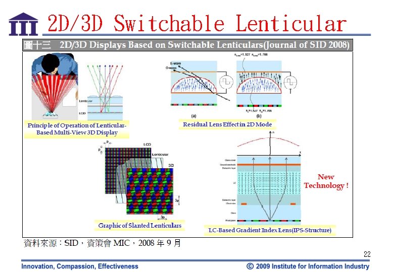 2 D/3 D Switchable Lenticular 22 