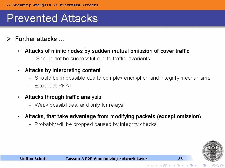 >> Security Analysis >> Prevented Attacks Ø Further attacks … • Attacks of mimic >> Security Analysis >> Prevented Attacks Ø Further attacks … • Attacks of mimic
