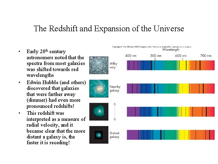The Redshift and Expansion of the Universe • • • Early 20 th century