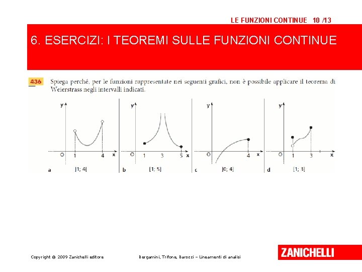 LE FUNZIONI CONTINUE 10 /13 6. ESERCIZI: I TEOREMI SULLE FUNZIONI CONTINUE Copyright ©