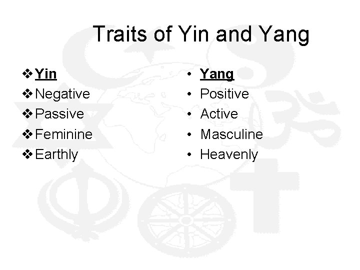  Traits of Yin and Yang v Yin v Negative v Passive v Feminine