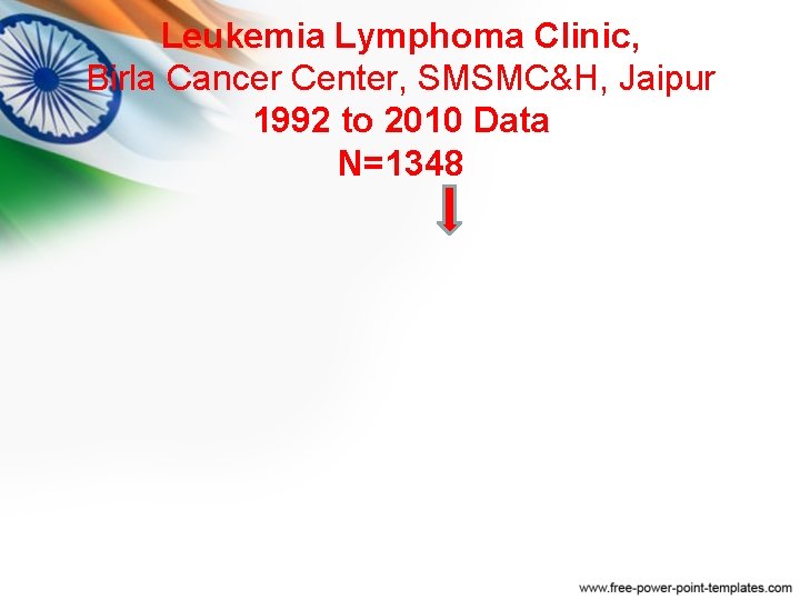 Leukemia Lymphoma Clinic, Birla Cancer Center, SMSMC&H, Jaipur 1992 to 2010 Data N=1348 Leukemia Lymphoma Clinic, Birla Cancer Center, SMSMC&H, Jaipur 1992 to 2010 Data N=1348