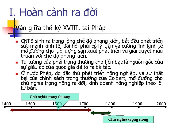 I. Hoàn cảnh ra đời Vào giữa thế kỷ XVIII, tại Pháp n n