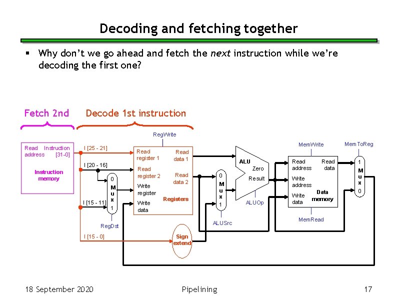 Decoding and fetching together § Why don’t we go ahead and fetch the next