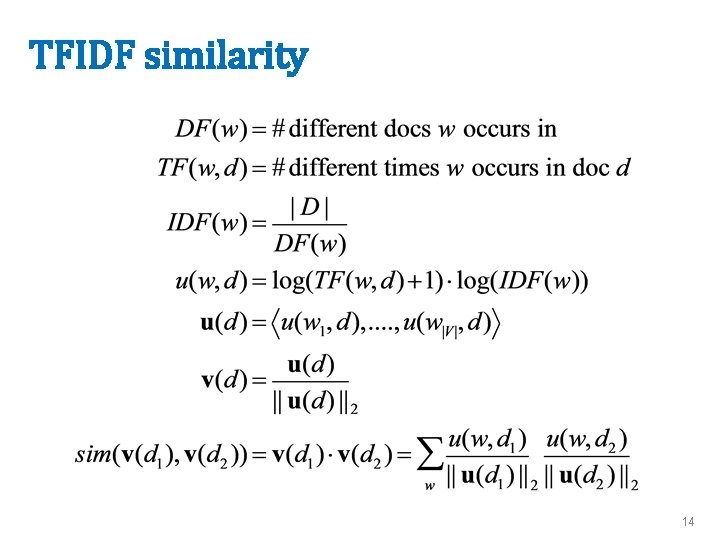 TFIDF similarity 14 