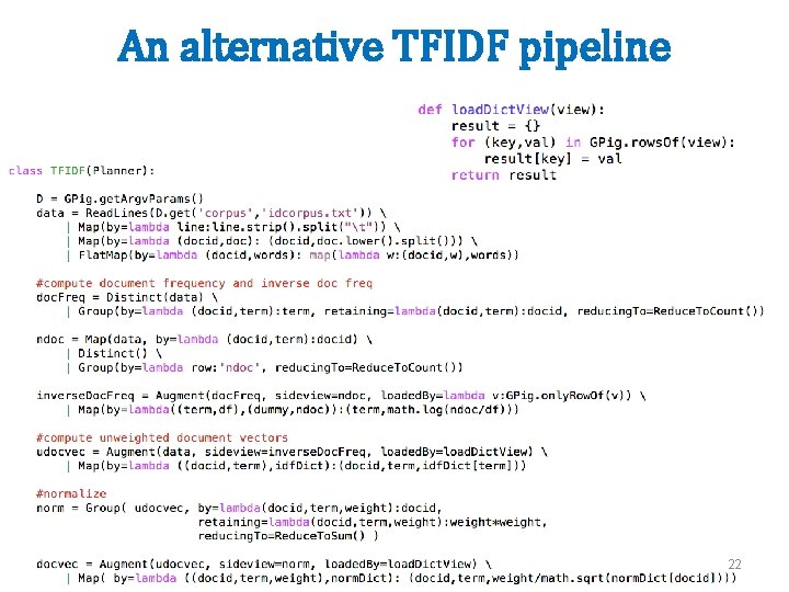 An alternative TFIDF pipeline 22 