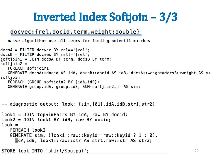 Inverted Index Softjoin – 3/3 26 