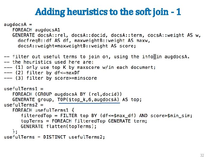 Adding heuristics to the soft join - 1 32 