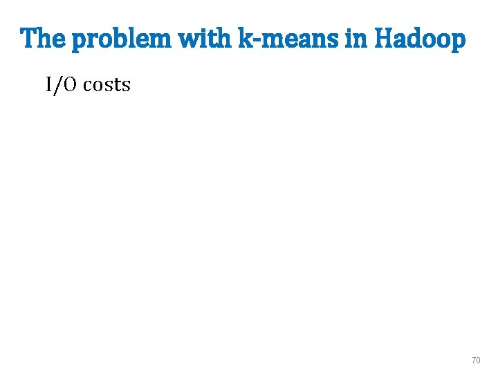 The problem with k-means in Hadoop I/O costs 70 