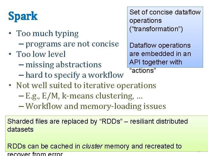 Spark Set of concise dataflow operations (“transformation”) • Too much typing – programs are