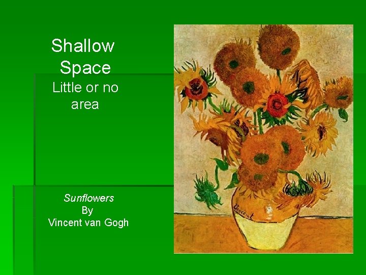 Shallow Space Little or no area Sunflowers By Vincent van Gogh 