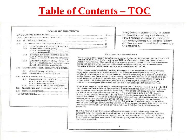 Table of Contents – TOC 