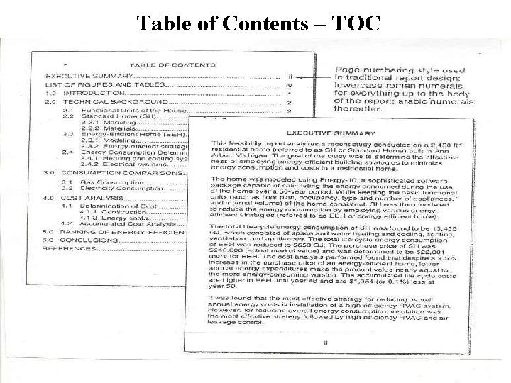 Table of Contents – TOC 