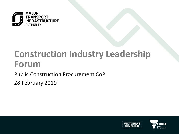 Construction Industry Leadership Forum Public Construction Procurement Co. P 28 February 2019 