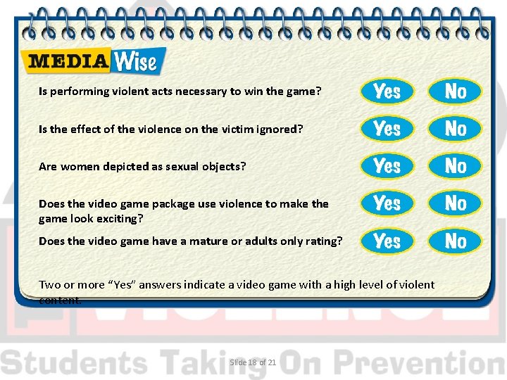 Is performing violent acts necessary to win the game? Is the effect of the