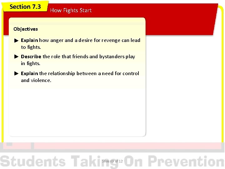 Section 7. 3 How Fights Start Objectives Explain how anger and a desire for